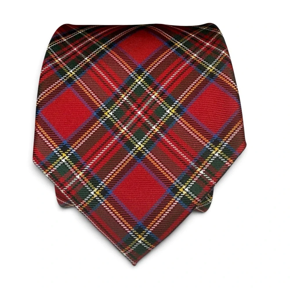 Tommy Hilfiger 100% Silk Mens Tie Red Plaid 3